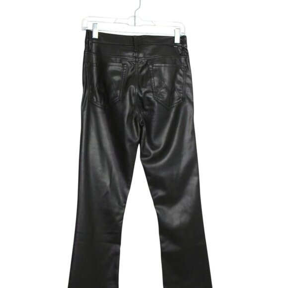 Mother Denim Insider Ankle Black Vegan Leather Pants Wax On Wax Off Size 27 - Picture 6 of 12